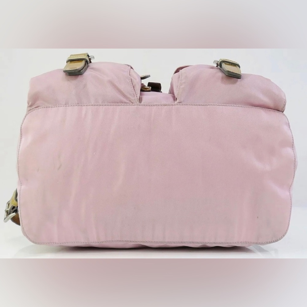 🦄 Authentic PRADA Pink Nylon and Gold Leather Backpack Bag Purse - Picture 6 of 12